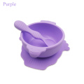Conjunto de alimentação colorido para bebês de grau alimentício gratuito Bpa com colher para tigela de silicone macia e impermeável